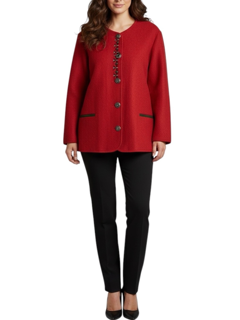 GEISSWEIN Boiled Wool VINTAGE Button-Front Coat/Jacket in Red Size 14 — SO NICE! - Picture 13 of 13